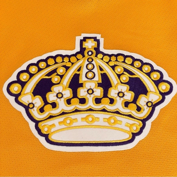Vintage CCM NHL LA Kings Hockey Jersey Air-Knit Crown Logo Yellow Purple Medium - Picture 8 of 15